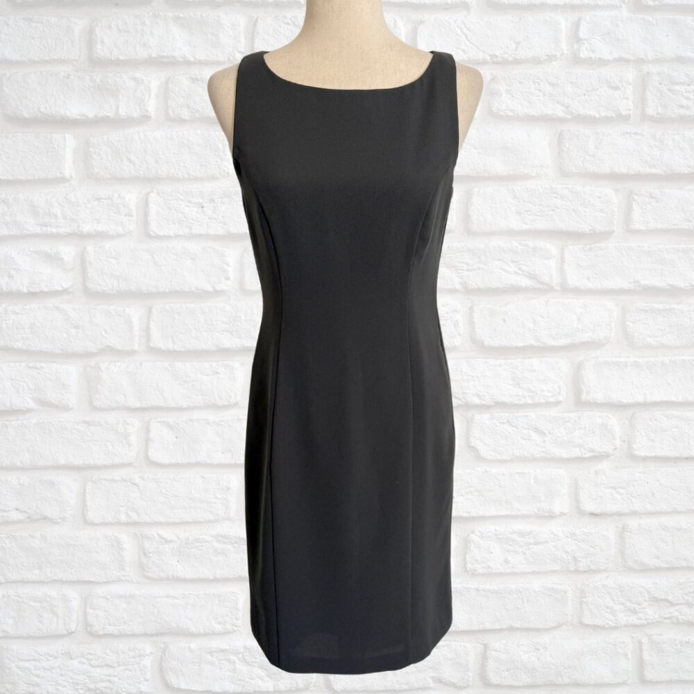 Vintage 1990's Esprit Size 5/6 Gray Sleeveless Sheath Dress High Neck Suiting